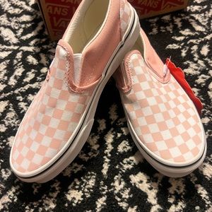 Girls vans slip ons pink and white